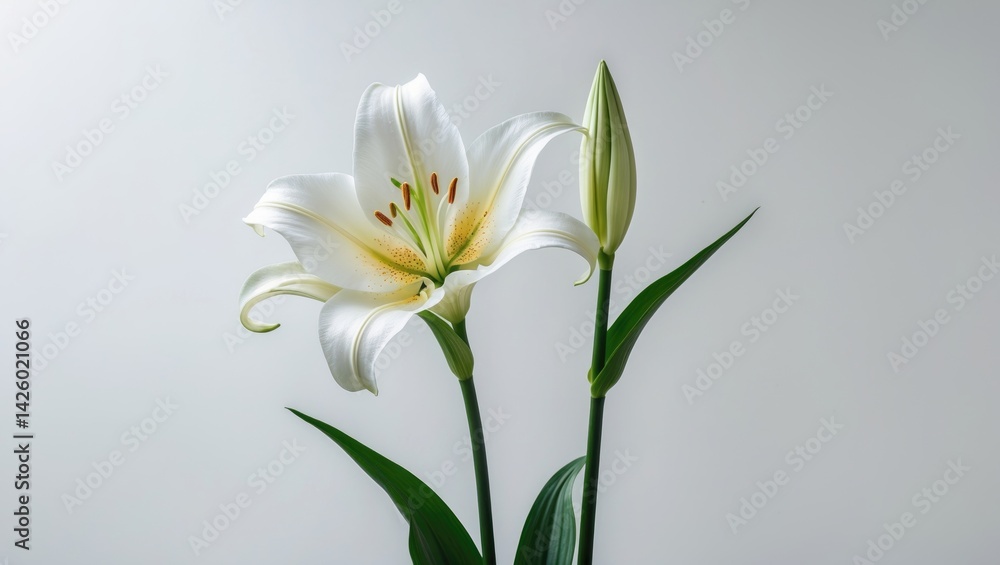 White Lily displayed on a white background White Lily displayed on a white background