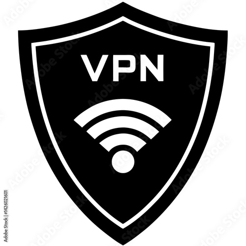 Vpn Shield Icon With Wifi Symbol For Secure Network Connection Illustration