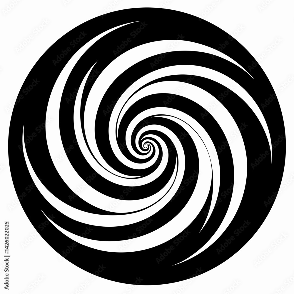 Naklejka premium Abstract Swirl Black And White Optical Illusion Circular Geometric Shape Pattern