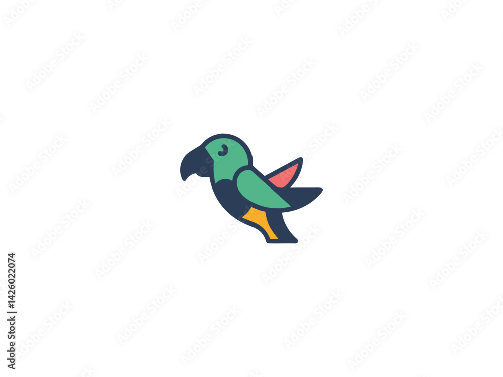 Fototapeta premium Colorful Parrot Illustration for Design Projects , A simple, stylized illustration of a parrot, perfect for use in various design projects.