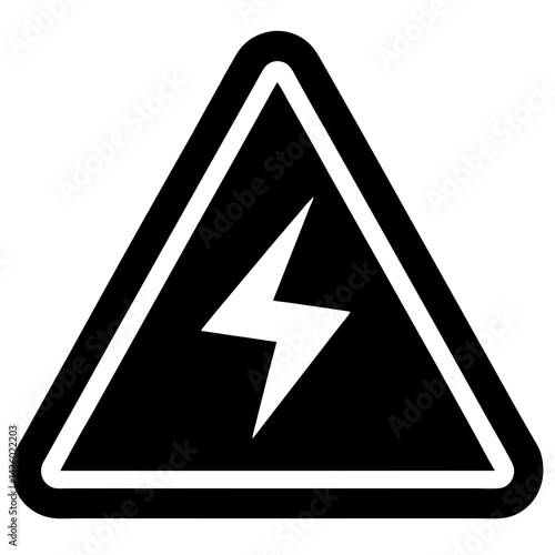 High Voltage Warning Sign Black And White Vector Illustration Electrical Safety
