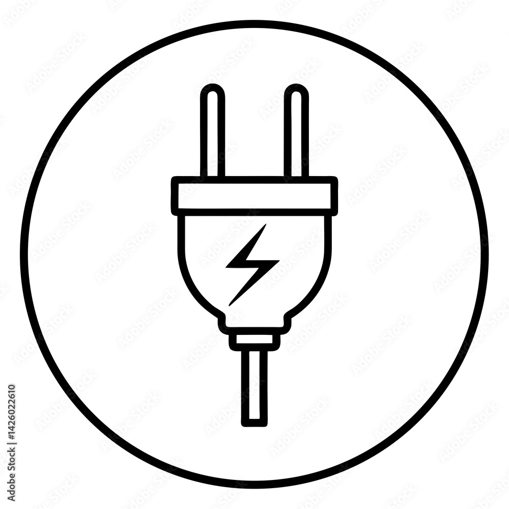 Electric Plug Icon Vector Illustration In Minimalist Style For Energy And Power Electric Plug Icon Vector Illustration In Minimalist Style For Energy And Power