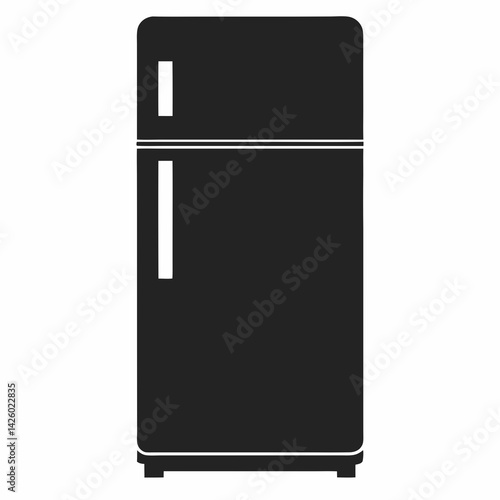 Black And White Refrigerator Appliance Illustration Home Kitchen Appliance Isolated