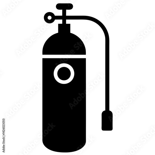 Scuba Diving Tank Vector Icon Underwater Equipment Minimalist Black Silhouette