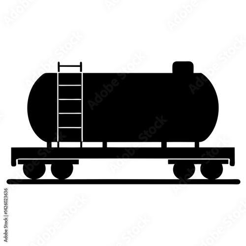 Black Silhouette Of A Rail Tank Car For Transporting Liquid Cargo