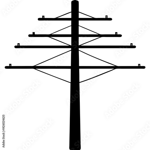 Minimalist Illustration Of A Power Line Utility Pole Infrastructure Transmission Tower