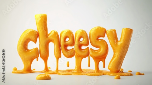 Melted Cheese Letters Form Cheesy Word Dripping Deliciously