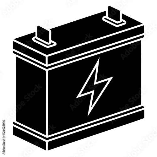 Black And White Car Battery Icon Representing Energy And Automotive Component