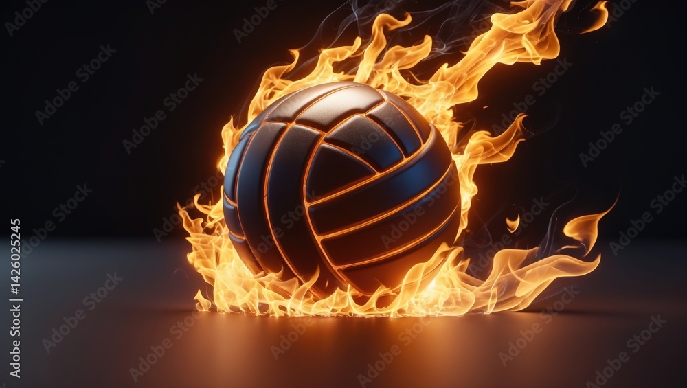 Fototapeta premium Fiery volleyball ball isolated on background