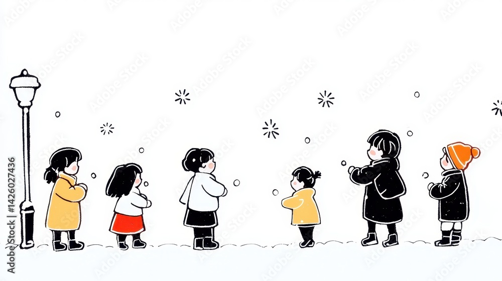 Fototapeta premium Kids Playing in Snow