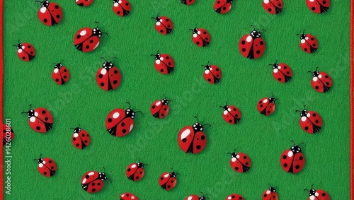 Ladybugs on a green field