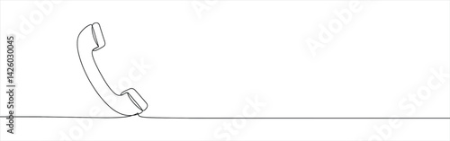 Phone continuous one line drawing. Telephone call, contact us symbol. Vector illustration.