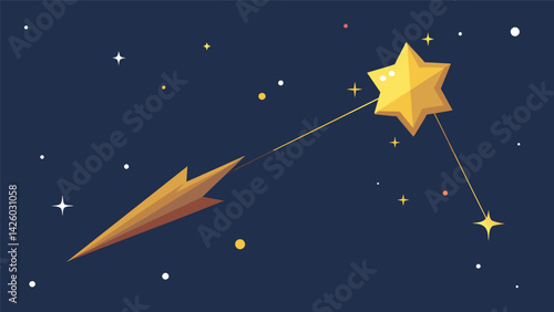 A shooting star passing through the Big Dipper symbolizing the momentary nature of desire and the importance of controlling ones desires in Stoicism.. Vector illustration