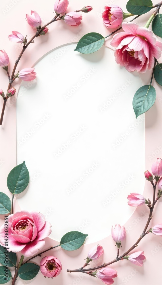Delicate pink floral & eucalyptus frame White backdrop, copy space Square format , flat lay photography, white, pretty flowers Delicate pink floral & eucalyptus frame White backdrop, copy space Square format , flat lay photography, white, pretty flowers