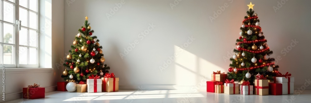 Empty Christmas room, minimalist decor, copy space, home, graphic Empty Christmas room, minimalist decor, copy space, home, graphic
