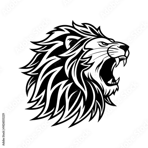 Lion head mascot vector illustration with tribal and wild animal style