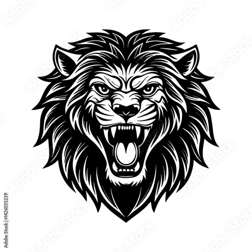 Lion head mascot vector illustration with tribal and wild animal style