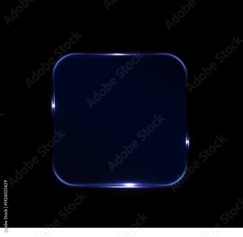  Futuristic holographic PNG interface frame. Glowing blue border for digital dashboards, sci-fi panels, virtual screens, and modern tech UI elements. Transparent background.