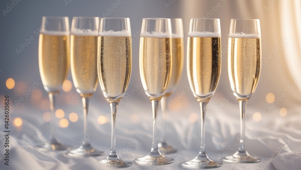 Sparkling champagne glasses against a white background Sparkling champagne glasses against a white background