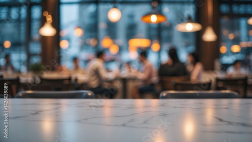 Wallpaper Mural White marble table top against a blurred window background for product or food montage Torontodigital.ca