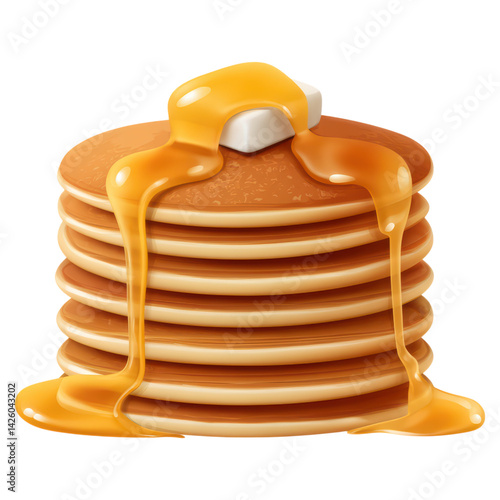 Wallpaper Mural Stack of Golden Pancakes Drizzled with Maple Syrup and Butter, isolated on transparent background. Torontodigital.ca