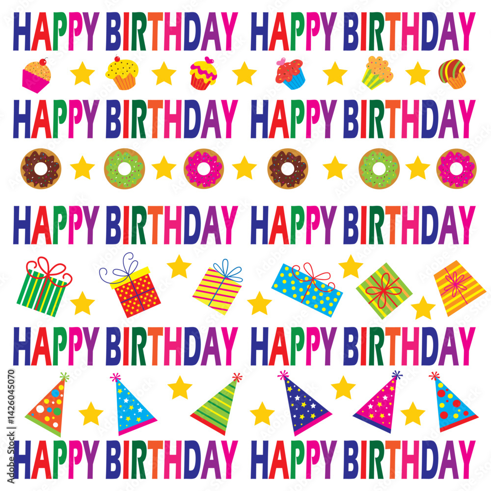 Seamless pattern happy birthday for wrapping and decorating background
Seamless pattern happy birthday for wrapping and decorating background