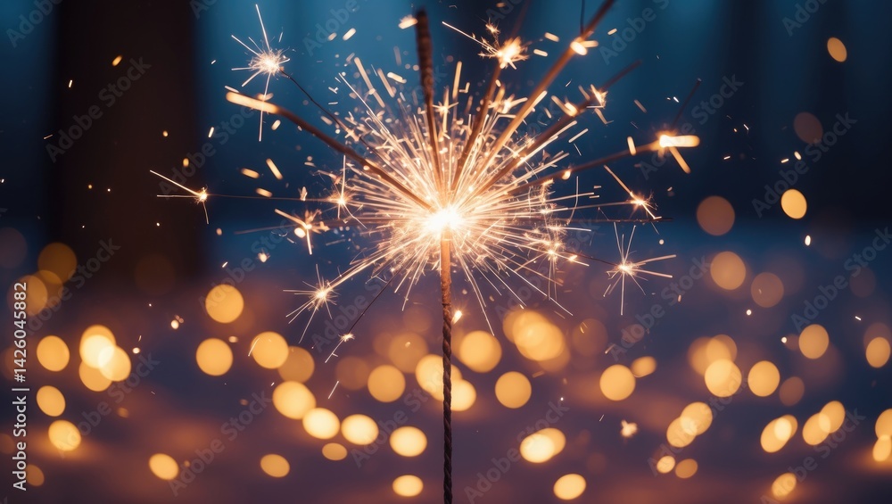 Obraz premium Vibrant Firework and Sparkler Display Against a Festive Background for Celebration Text