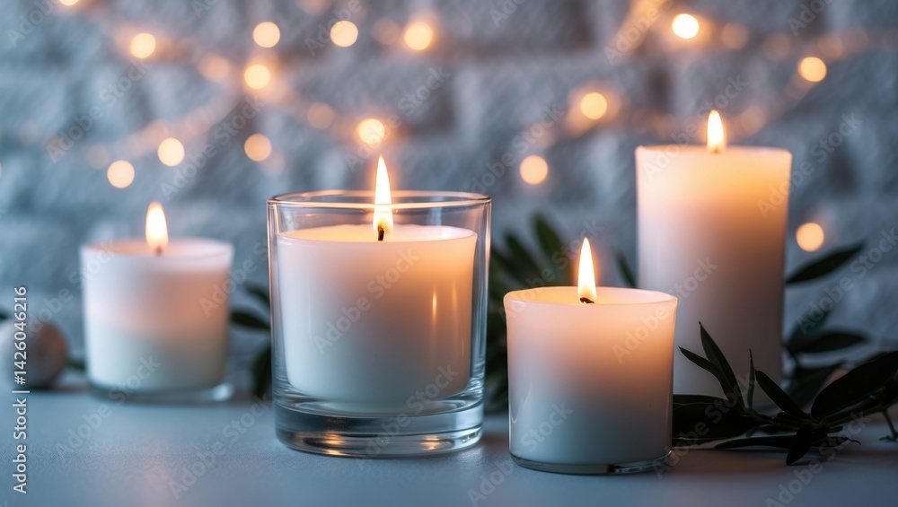 Relaxing with scented candle burning Relaxing with scented candle burning