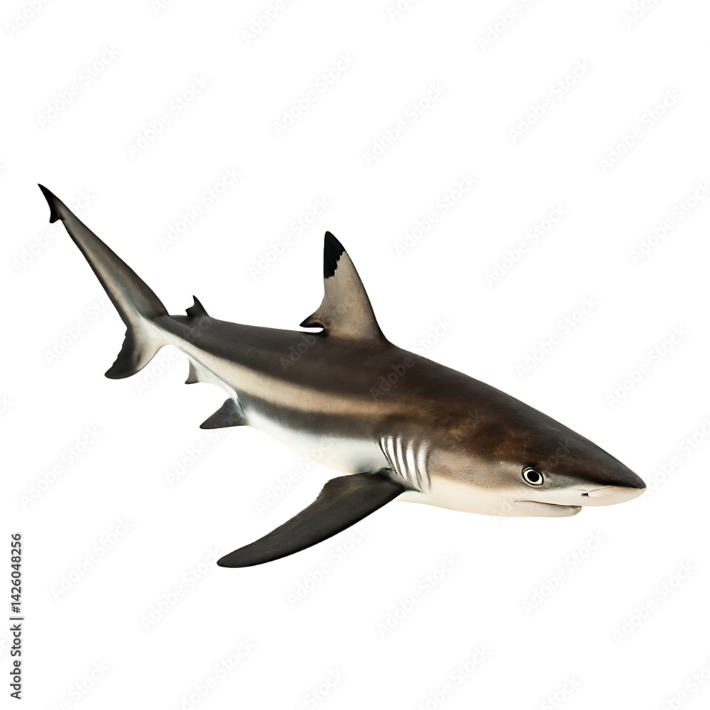 Fototapeta premium blacktip shark Fish in transparent background.A Stunning Blacktip Reef Shark Specimen against a Transparent background