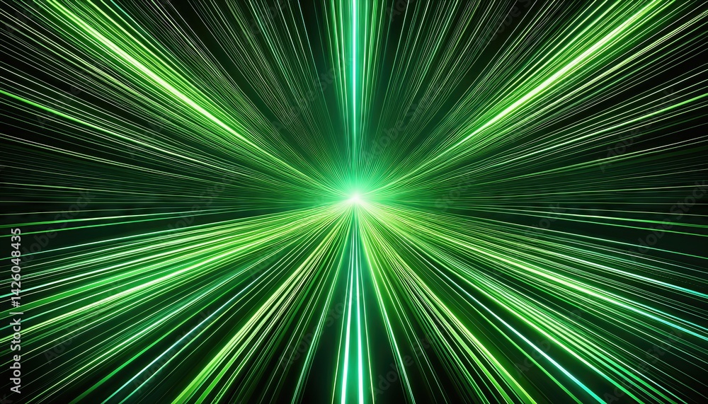 Striking Radiating Green Light Beams from Center Point on Dark Background, Embracing Mystical Energy and Cosmic Serenity Striking Radiating Green Light Beams from Center Point on Dark Background, Embracing Mystical Energy and Cosmic Serenity