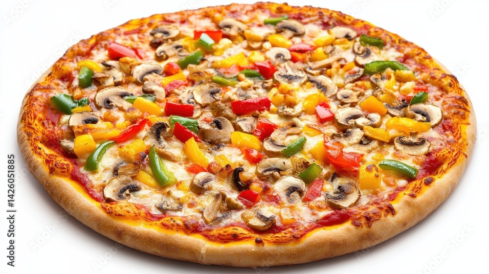 Tasty Vegetarian Pizza with Mushrooms and Bell Pepper Tasty Vegetarian Pizza with Mushrooms and Bell Pepper