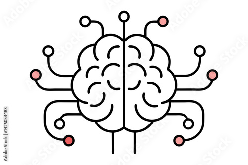 AI Brain Icon with Futuristic Circuit Design
