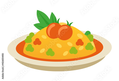 Tasty Bulgar Pilaf with Shrimps Vector Art