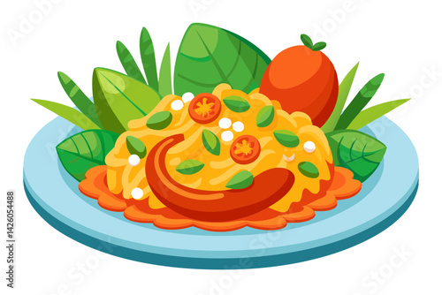 Bulgar Pilaf Dish with Shrimps and Vegetables