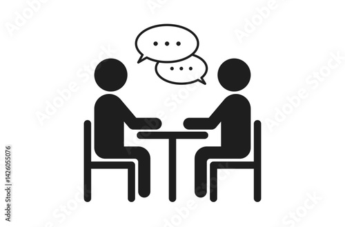 座って会話している人物のピクトグラム