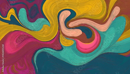 Obraz na płótnie Vintage Abstraction in a Retro Atmosphere Groovy Textures Blend with Bold Colors and Grungy Patterns, Creating a Playful and Energetic Scene Perfect for Graphic Design and Artistic Inspiration. w salonie
