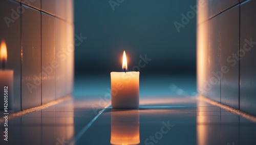 A tiny candle flickering beneath the floor