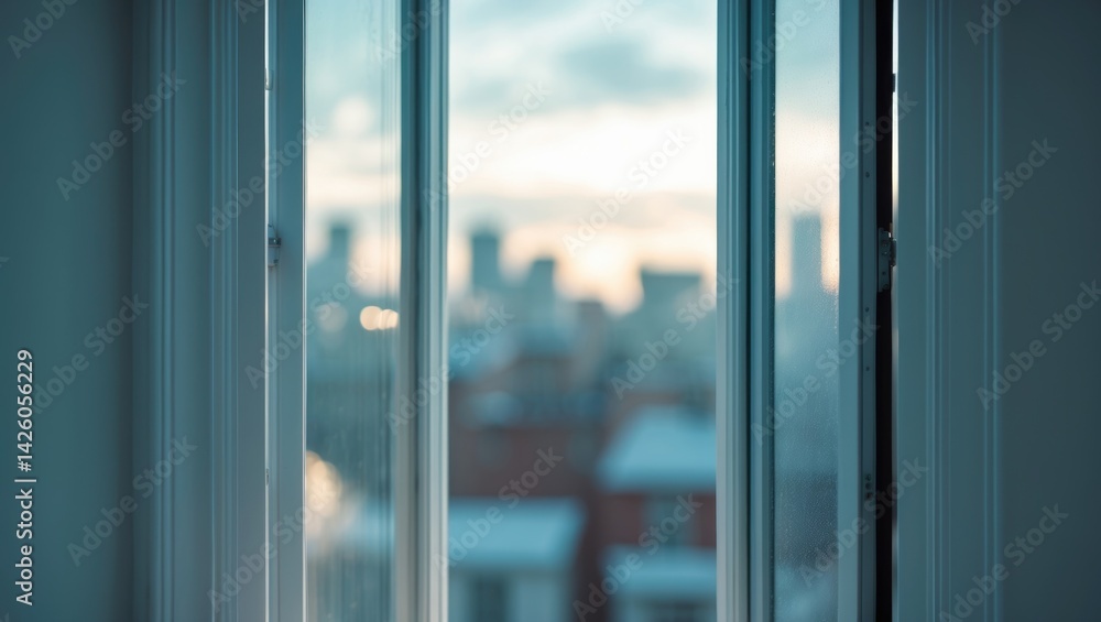 Fototapeta premium House room interior with open double-glazed window frame