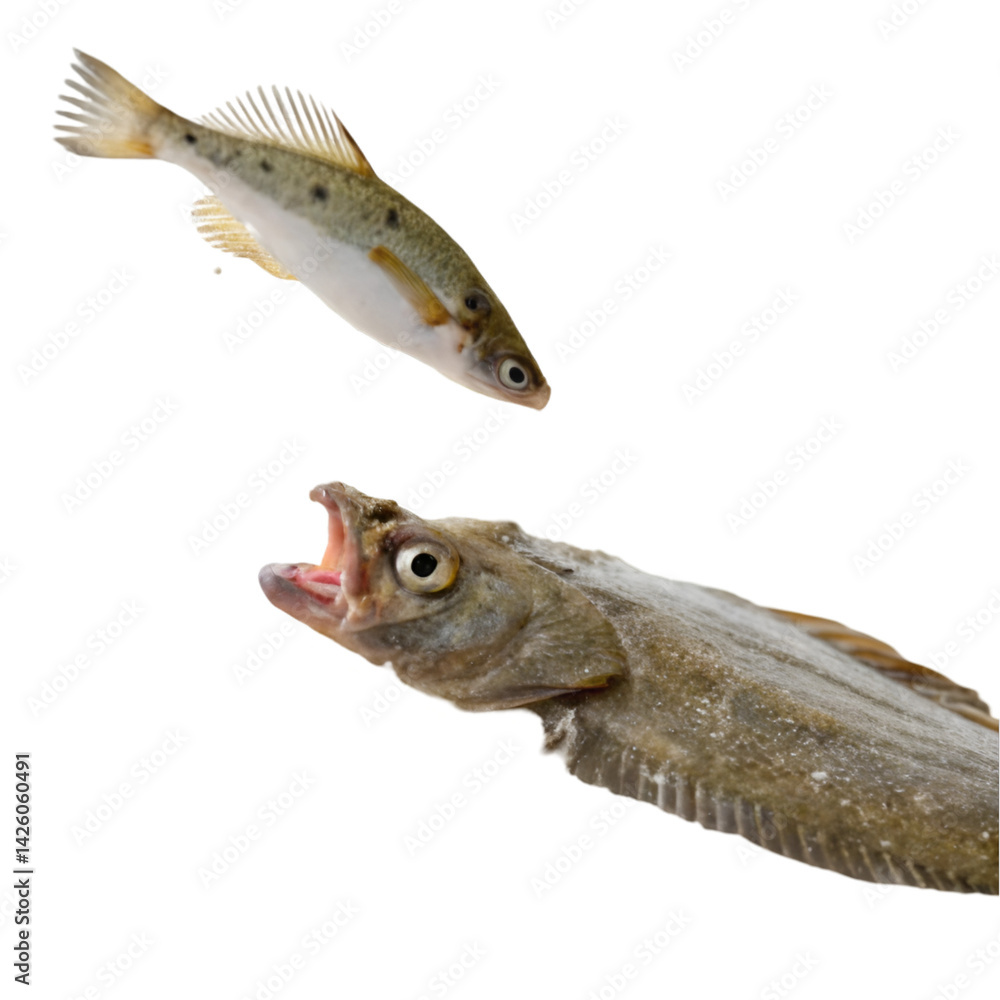 Fototapeta premium Flounder catch fish isolated on transparent background