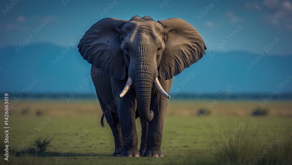 Naklejka premium Portrait of an elephant captured in a national park
