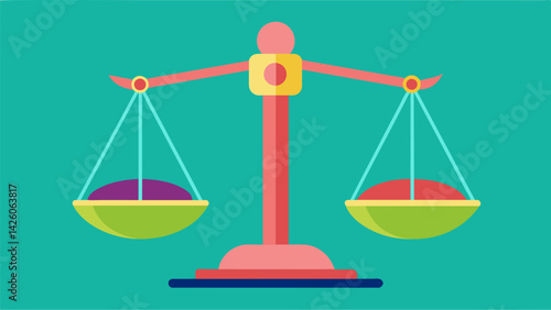 A pair of scales representing the importance of balance and moderation in life.. Vector illustration