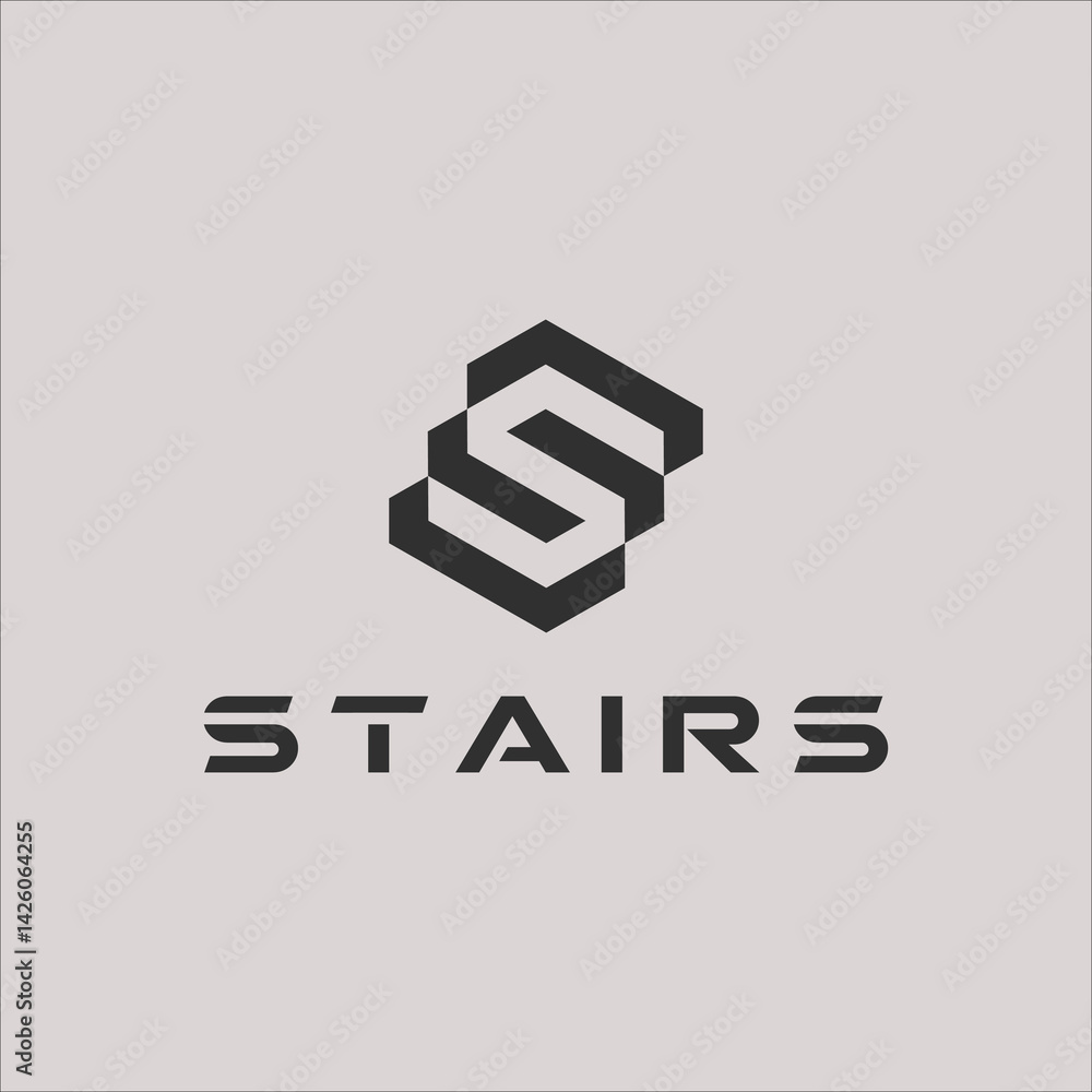 initial S and geometric stairs vector logo initial S and geometric stairs vector logo