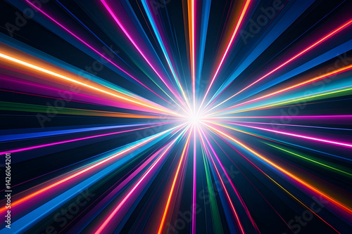 random light beam and ray glossy colorful ai generated