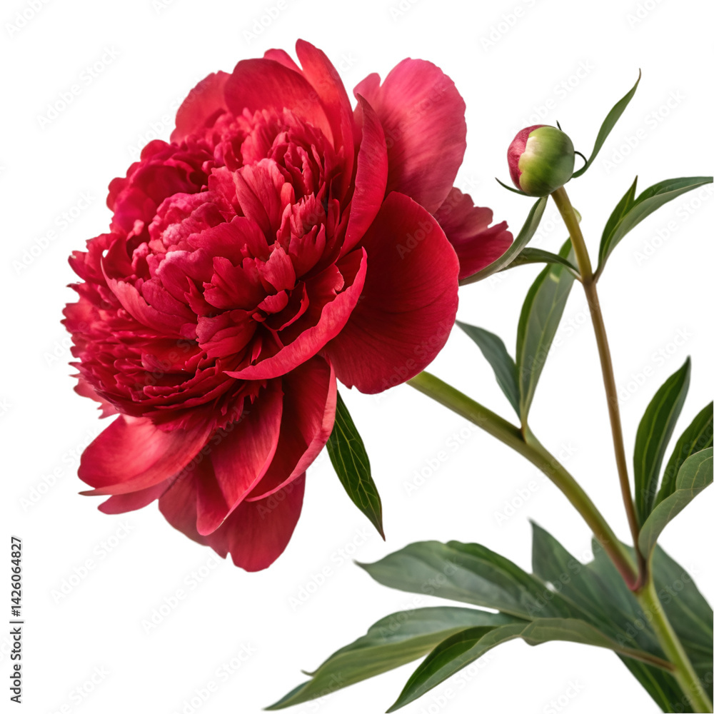 Magnificent red peony flower isolated on transparent background Magnificent red peony flower isolated on transparent background