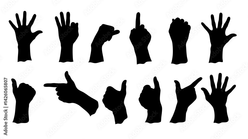 Fototapeta premium set of hand silhouette vector on white background