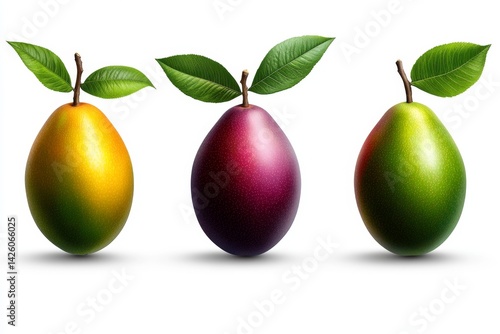 Wallpaper Mural Mango fruit set with leaves isolated on a white background. With a clipping path. Full depth of field Torontodigital.ca