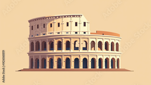Illustration of iconic Coliseum of Rome