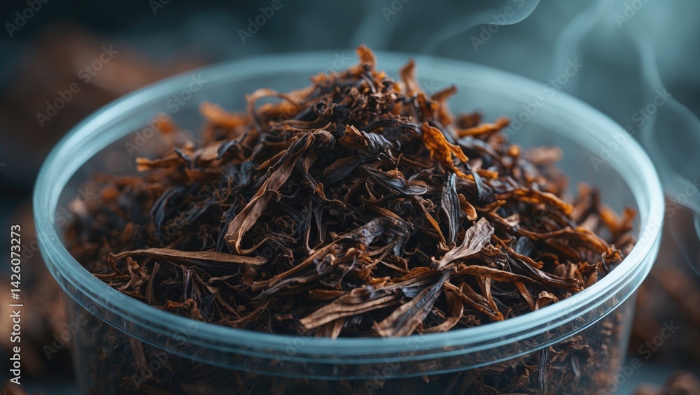 Fototapeta premium Tobacco stored in a plastic container