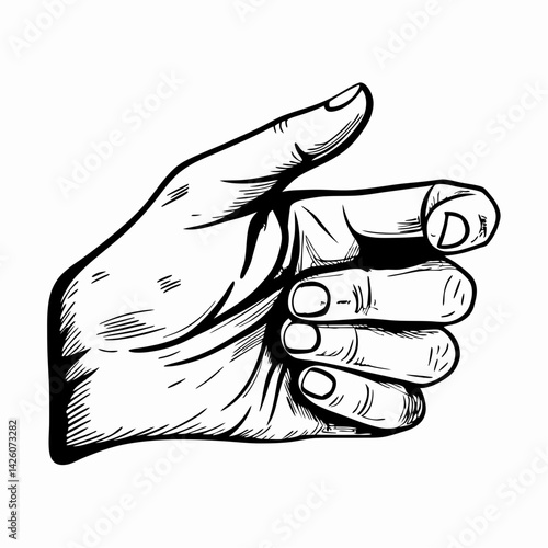 Artistic illustration of a hand showing a gesture of consideration in a minimalist style, representing decision-making and communication.