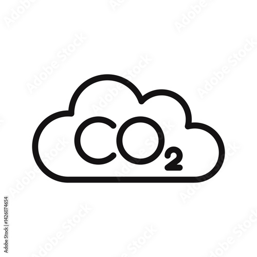 CO2 emissions icon. Ecology and environment symbol, carbon dioxide pollution, reduce co2 gas, carbon reduction cloud, zero carbon emission. Vector illustration.
